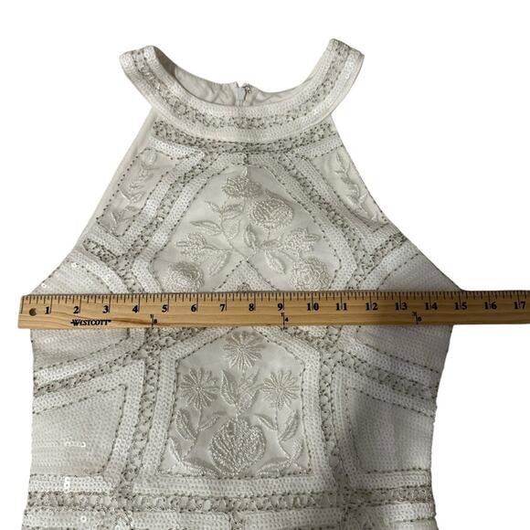 Lulus Tell Me Everything White Beaded Halter Formal Gown NWT Size Small - Picture 10 of 12